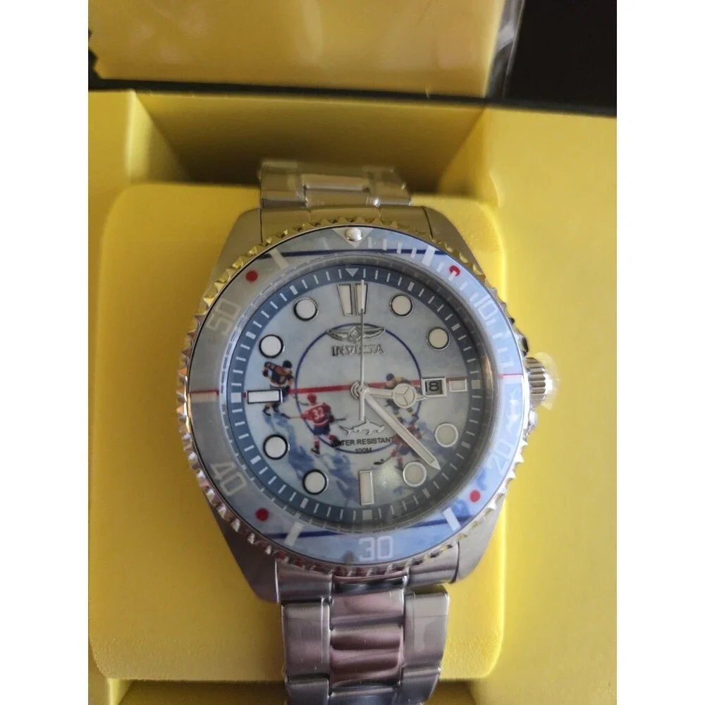 Invicta 51058 Pro Diver Visions From Above Hockey 43mm Quartz Steel Watch NEW